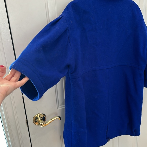 Via Royal Blue Crop 3/4 Sleeve Wool Coat Jacket Victoria’s Secret - Picture 7 of 9